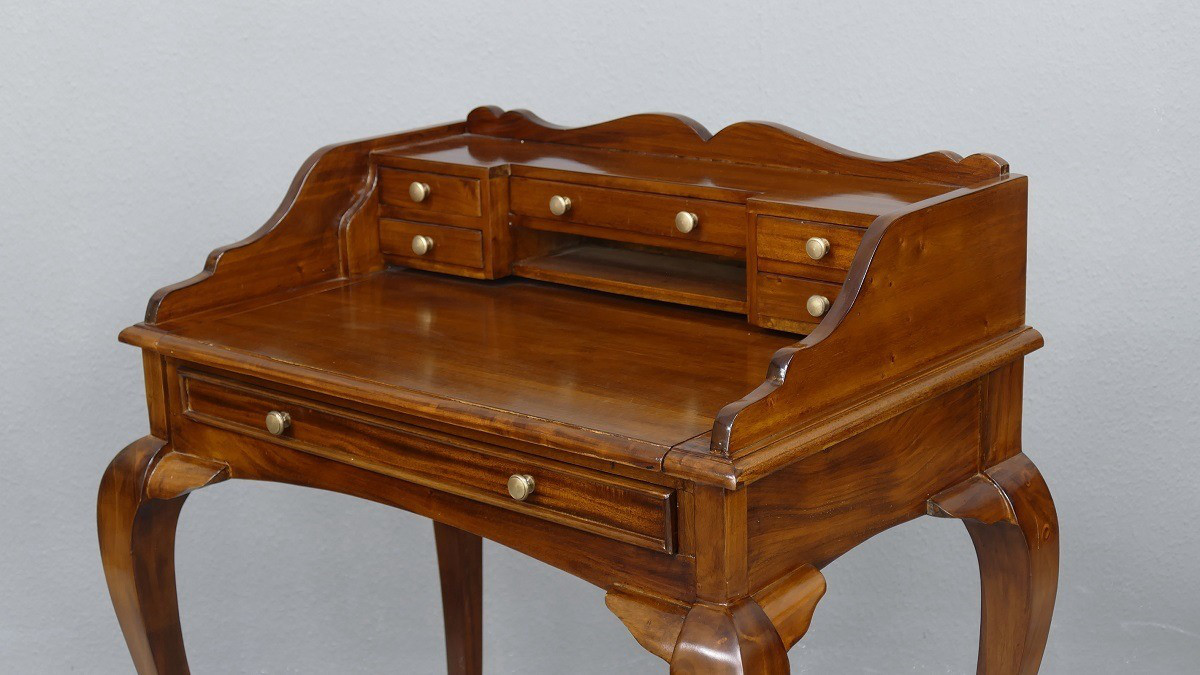 Sekretär Schreibtisch Konsole Handarbeit aus massivem Mahagoni light brown