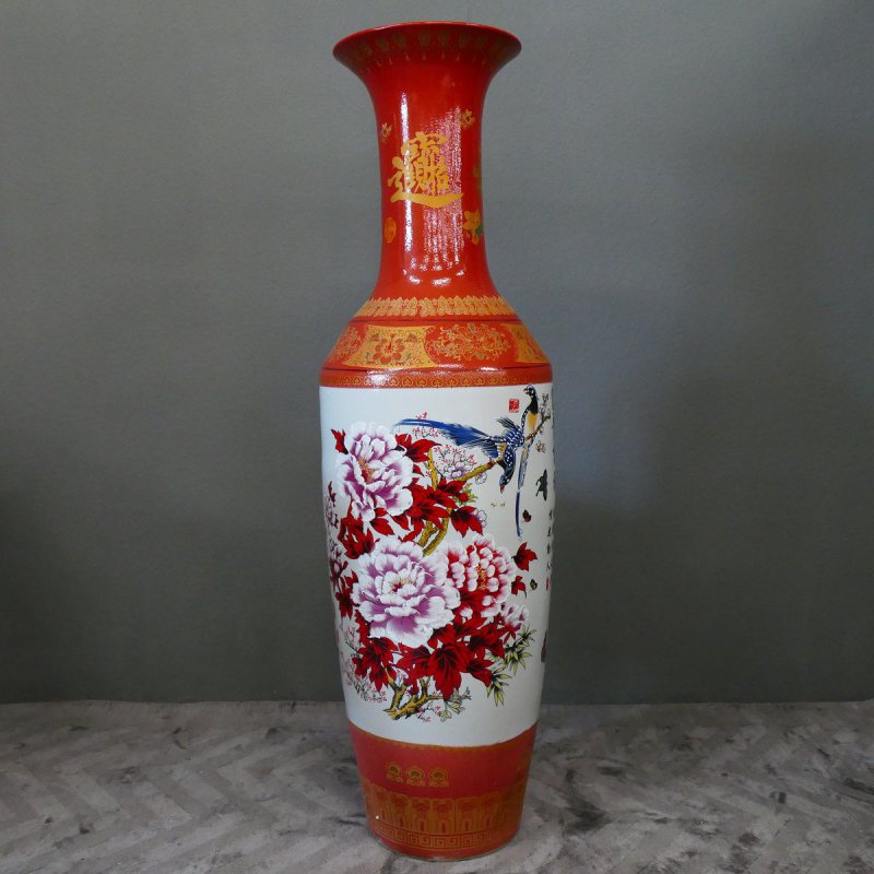 Monumentales Prunkgefäß Standvase Vase hochwertiges China Porzellan H 140 cm