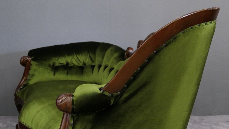 Couch Recamiere Ottomane Mahagoni braun Walnuss Kopfteil rechts links
