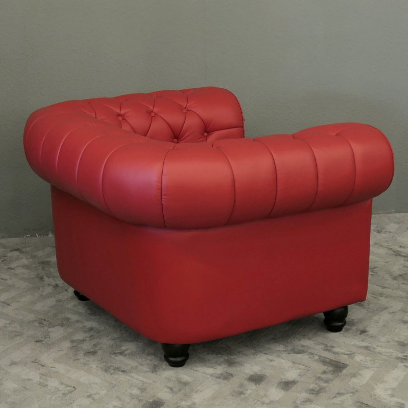 1-Sitzer Modell YS-2008 Sessel Couch Sofa Chesterfield Italy Leder rot