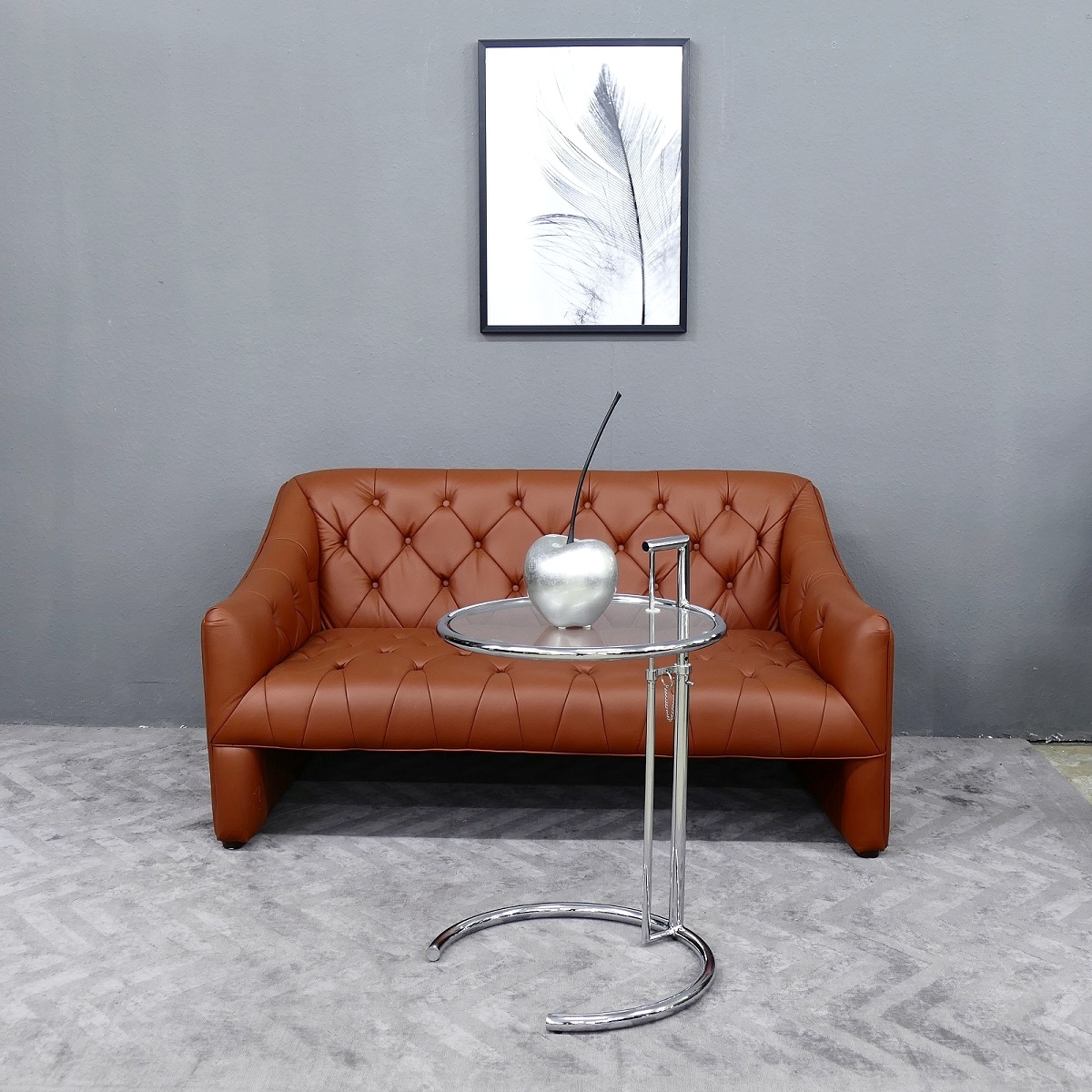 Leder Couch / Designer Couch 2-Sitzer italy Leather Farbe cognac