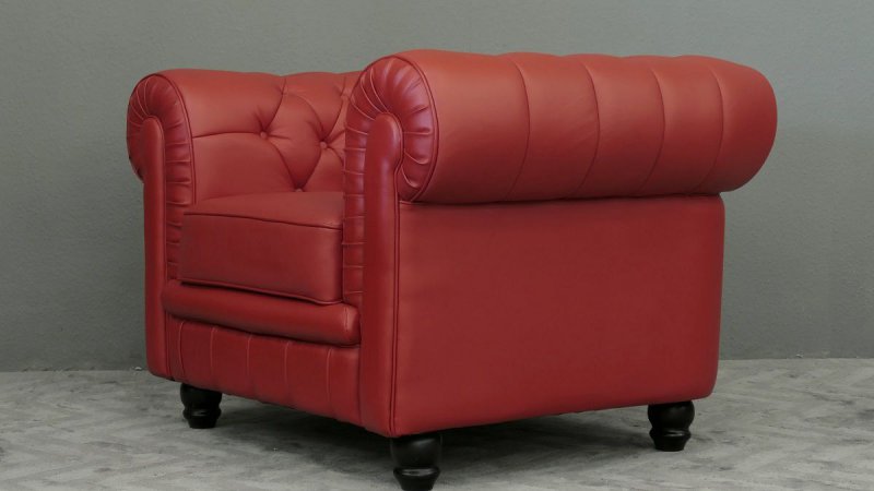 1-Sitzer Modell YS-2008 Sessel Couch Sofa Chesterfield Italy Leder rot