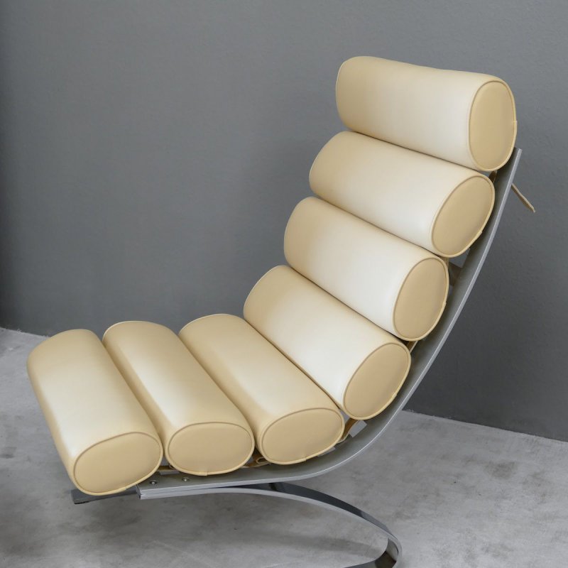 Relax Liege Lounge Liege Sofa Design Klassiker Couch Material PU Farbe beige
