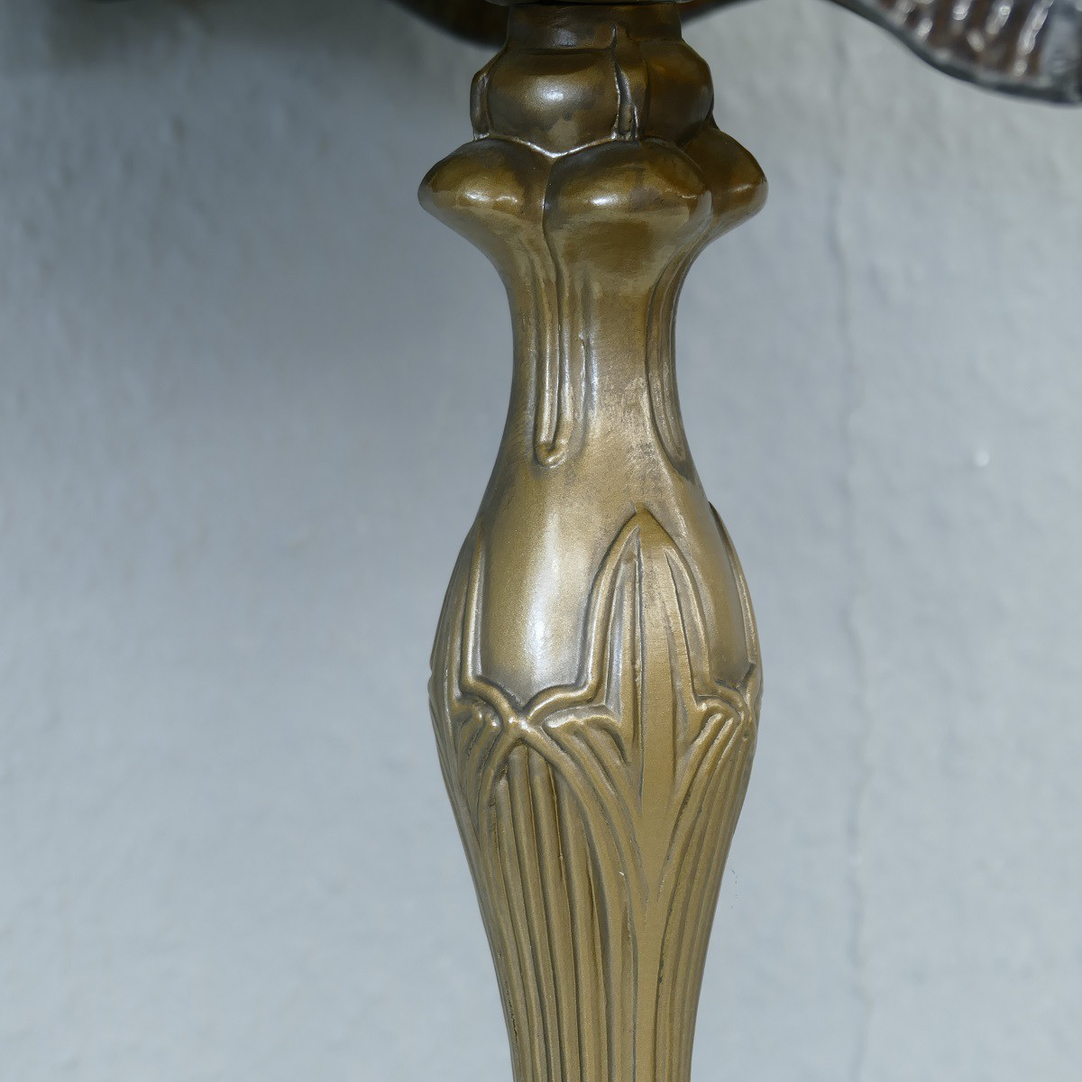 Tiffany Tischlampe Messingfuss ausgefallenes Dekor Leuchte Höhe 45 cm