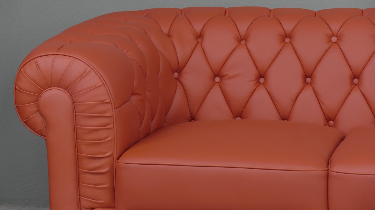 Sessel Sofa Couch Chesterfield 3-Sitzer Farbe rot Modell YS-2008