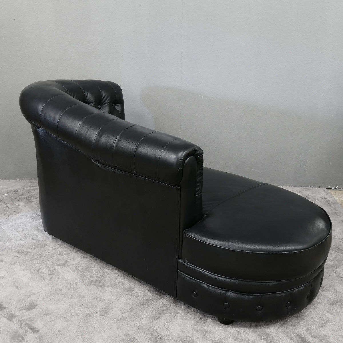 Chesterfield Lounge Recamiere Ottomane Material PU schwarz