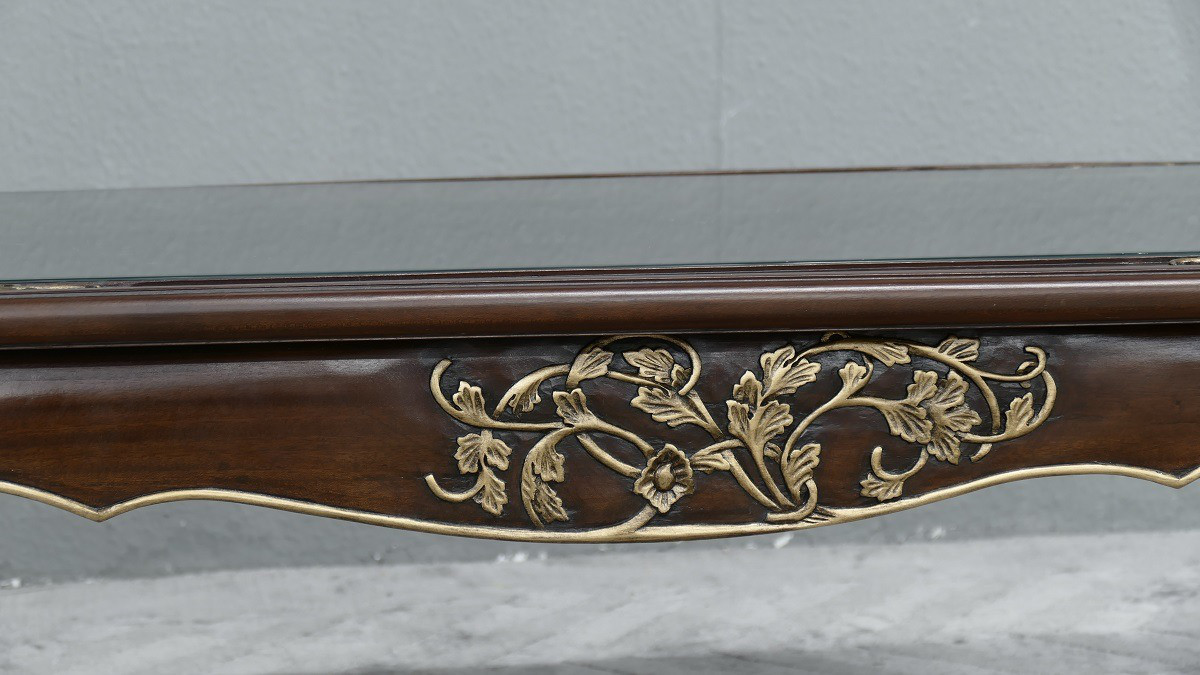 Chippendale Tisch Couchtisch Mahagoni mit Glaseinsatz