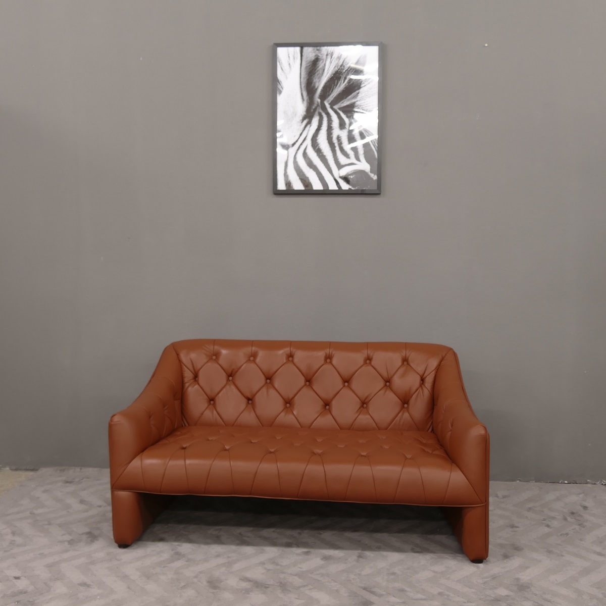 Leder Couch / Designer Couch 2-Sitzer italy Leather Farbe cognac