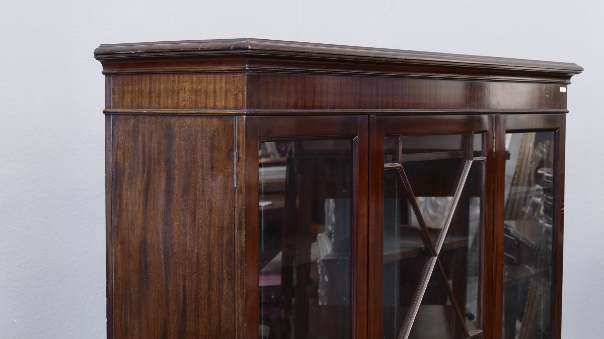 Englische Vitrine Schrank Bücherschrank Vitrinenschrank Mahagoni Antik um 1890