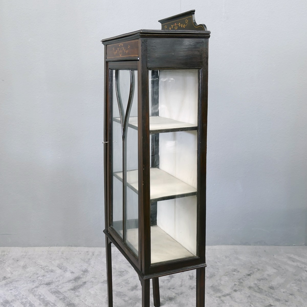 Englische Vitrine Schrank Vitrinenschrank Mahagoni Antik um 1890