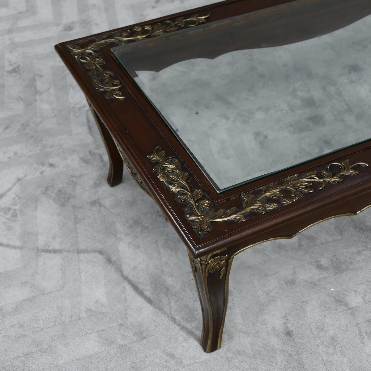 Chippendale Tisch Couchtisch Mahagoni mit Glaseinsatz