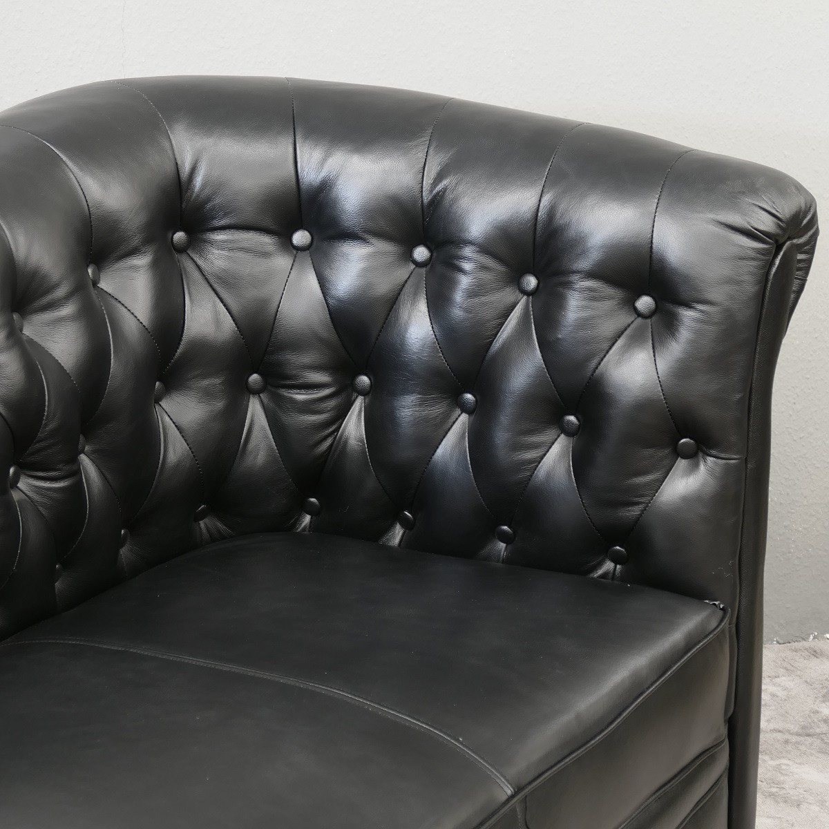 Chesterfield Lounge Recamiere Ottomane Material PU schwarz