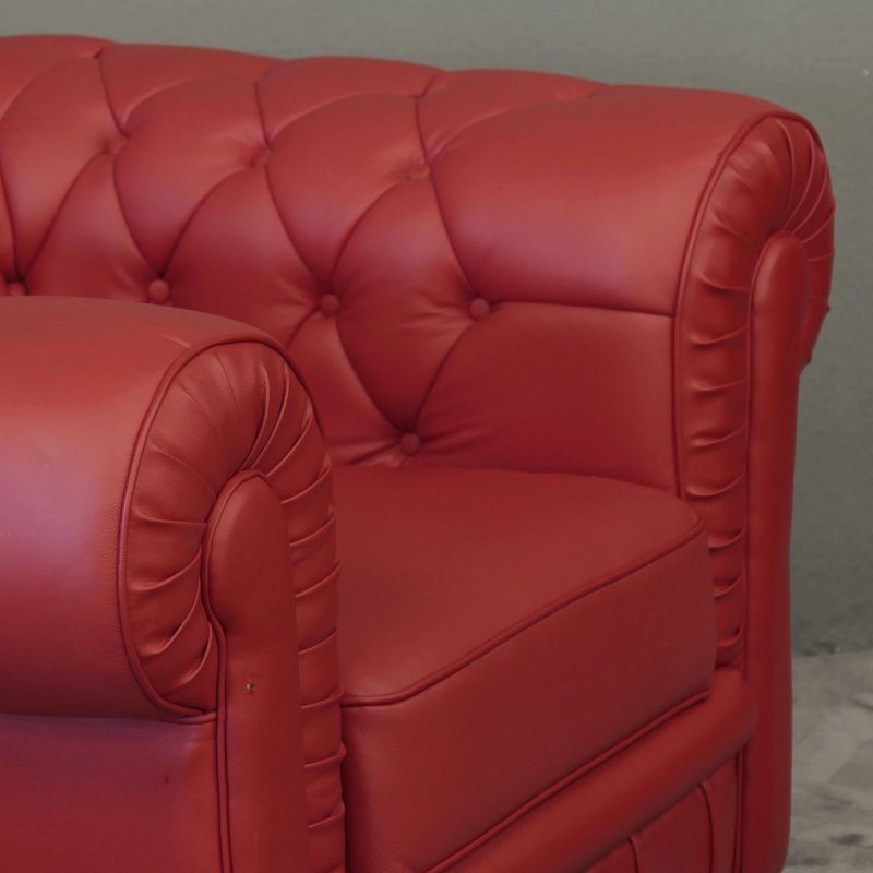 1-Sitzer Modell YS-2008 Sessel Couch Sofa Chesterfield Italy Leder rot