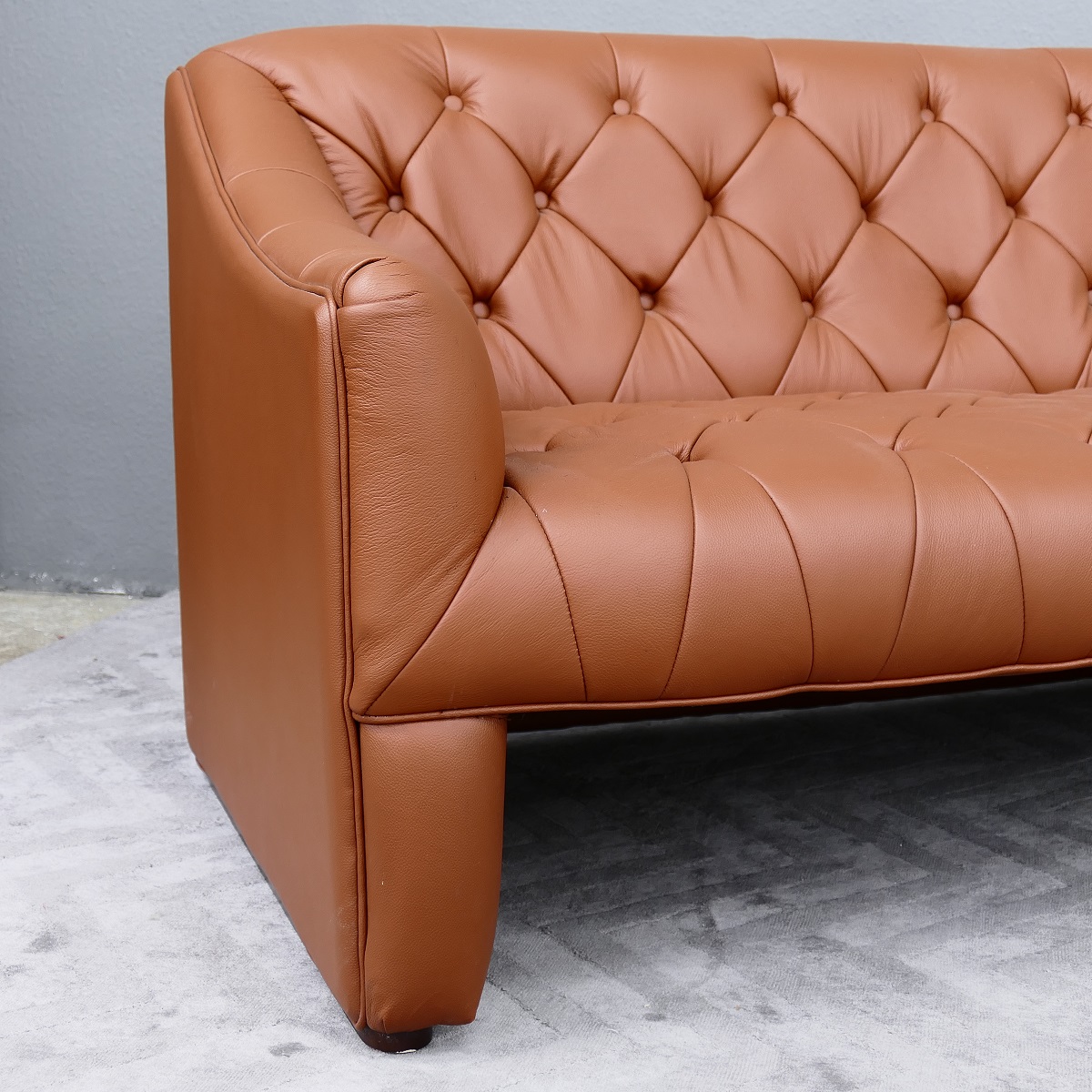 Leder Couch / Designer Couch 2-Sitzer italy Leather Farbe cognac
