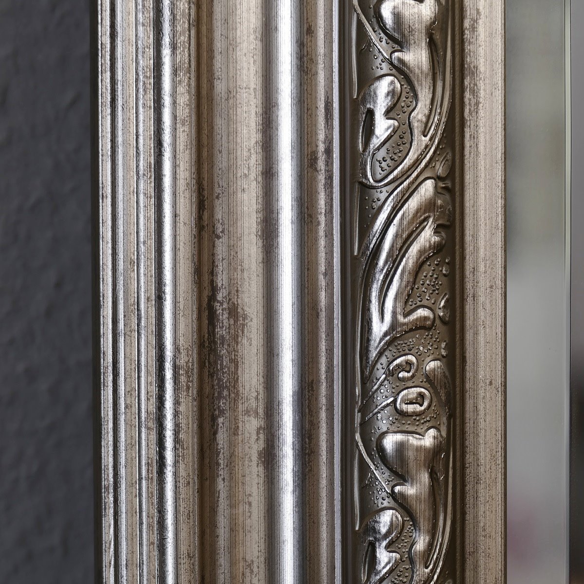 Grosser Spiegel Wandspiegel Farbe Antiksilber mit Facettenschliff 90 x 190 cm