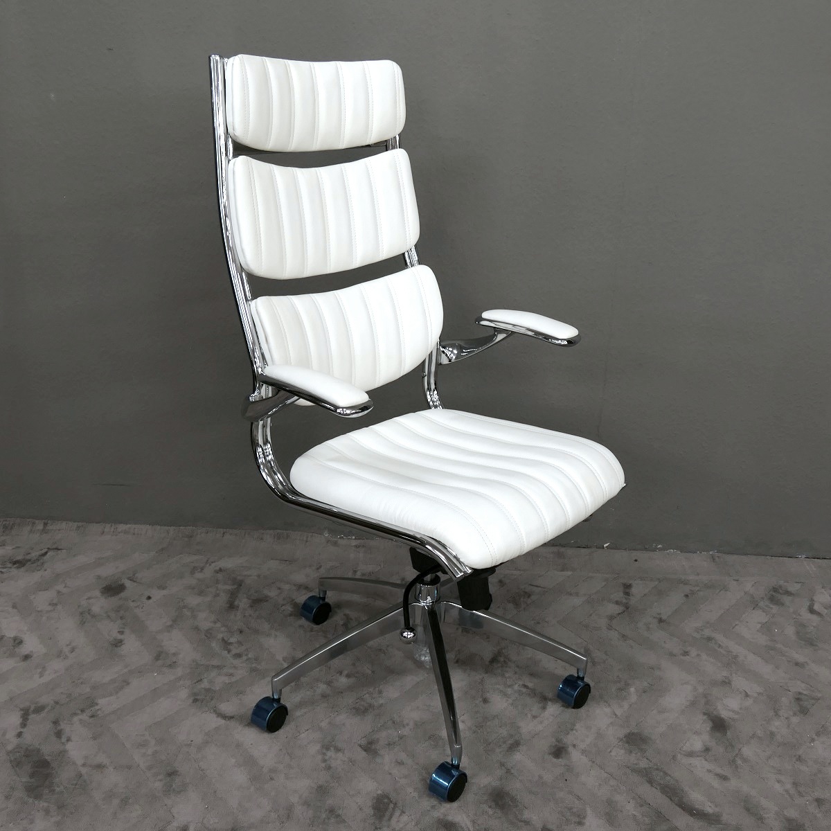 Bürosessel Stuhl Stühle Chefsessel Schreibtischstuhl Sessel Leder Farbe: weiss