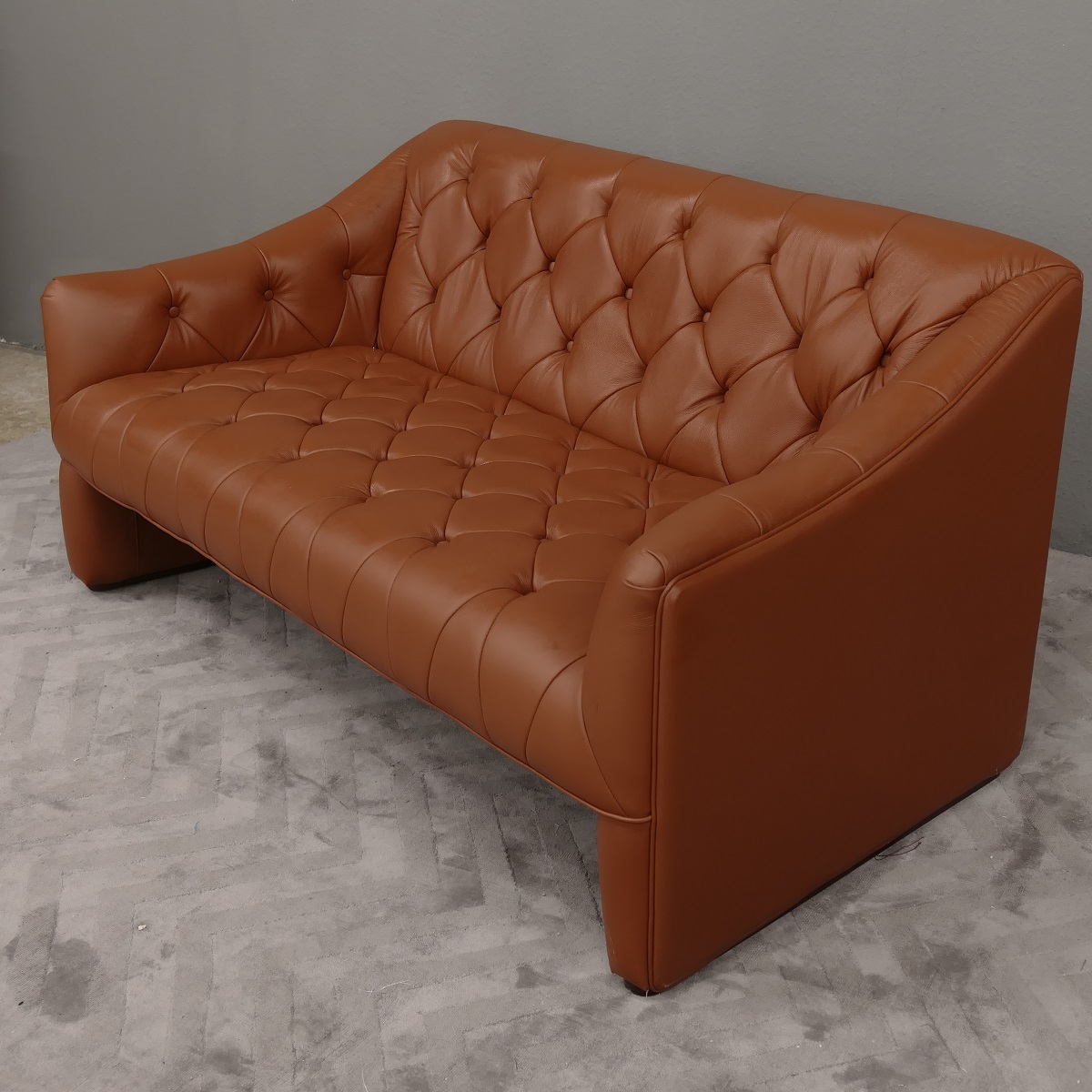 Leder Couch / Designer Couch 2-Sitzer italy Leather Farbe cognac