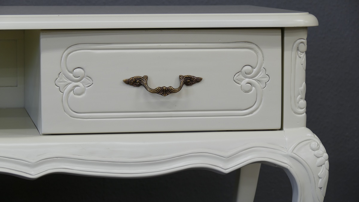 TV Schrank Buffet Sideboard massiv Mahagoni antikweiss Chippendale Style
