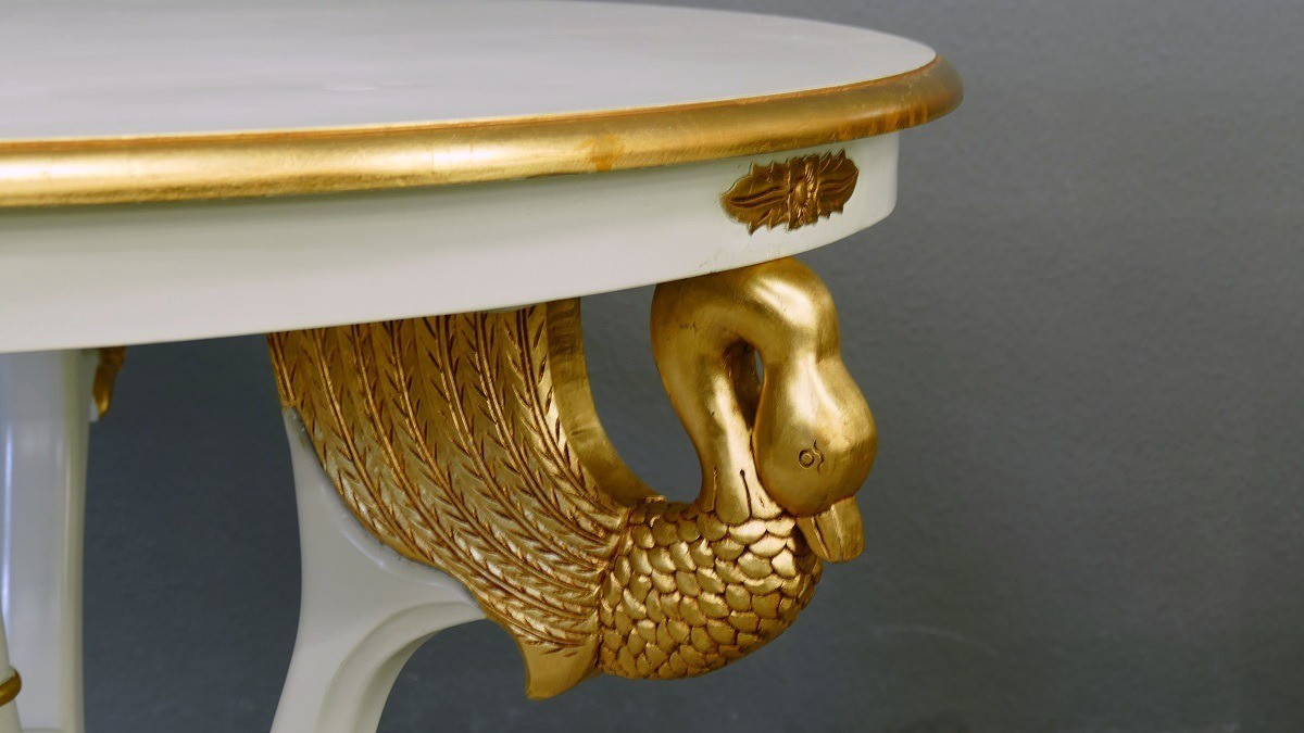 Chippendale Tisch Esstisch Mahagoni excellent white / gold Ausstellungsstück