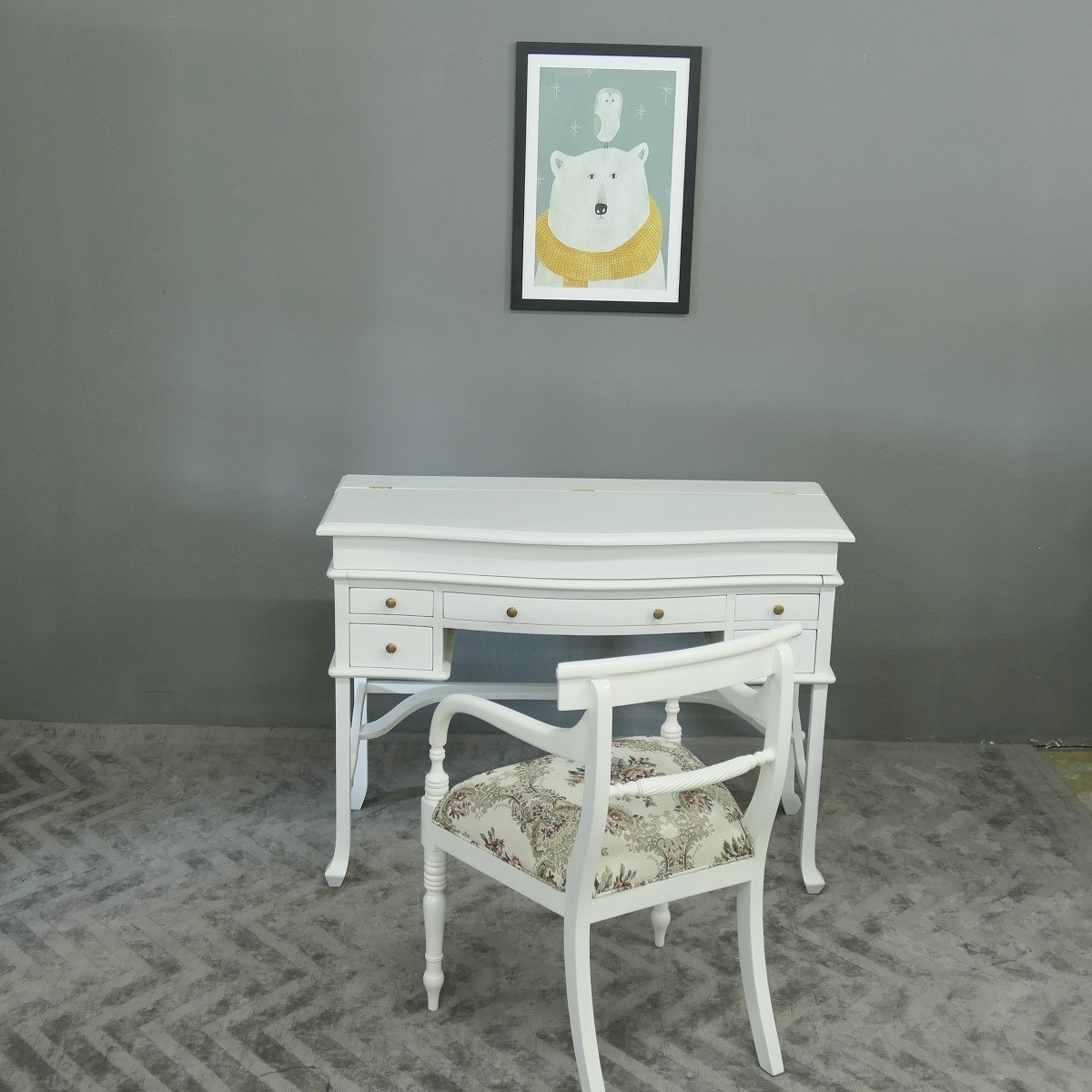 Sekretär Lady s Sekretär Mahagoni Chippendale Farbe weiss
