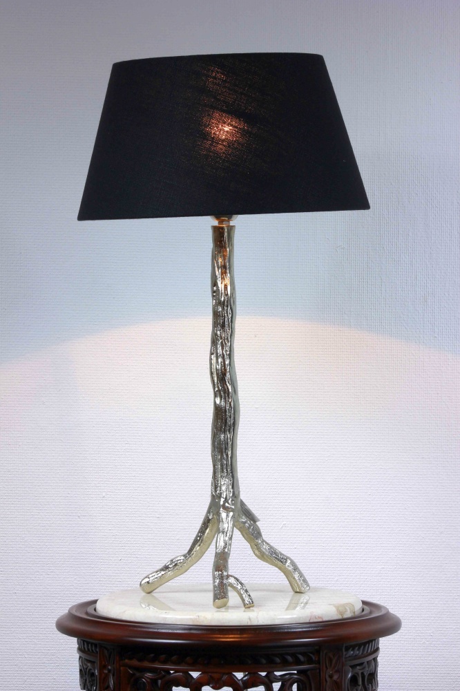 Designer Leuchte Tischleuchte Lampe Tischampe Silber  Black Höhe 66 cm