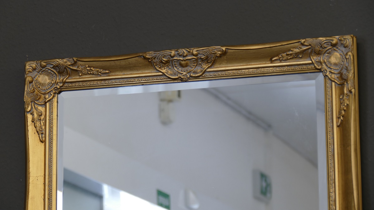 Spiegel Wandspiegel Farbe Gold mit Facettenschliff 70 x 90 cm