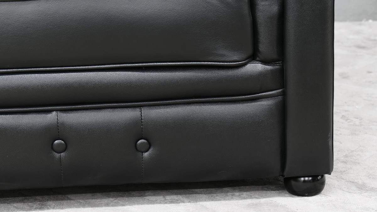 Chesterfield Lounge Recamiere Ottomane Material PU schwarz