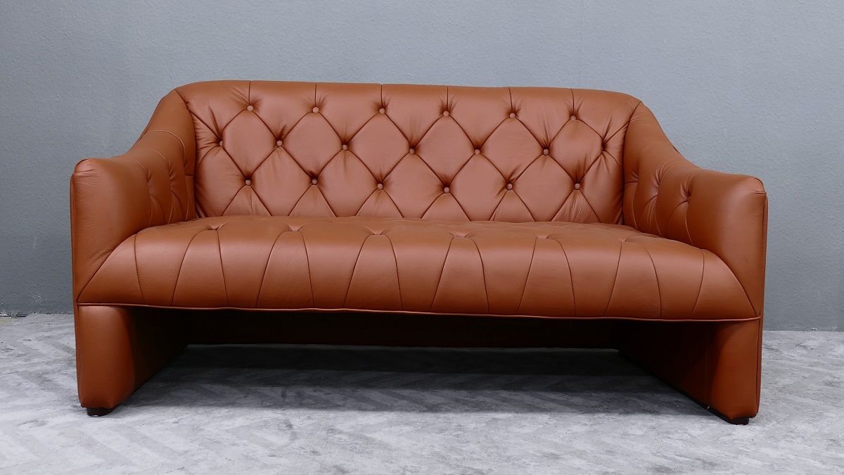 Leder Couch / Designer Couch 2-Sitzer italy Leather Farbe cognac