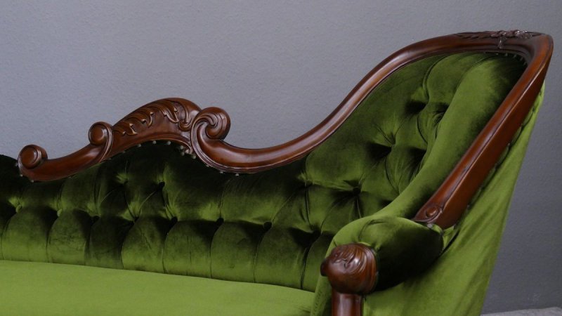 Couch Recamiere Ottomane Mahagoni braun Walnuss Kopfteil rechts links
