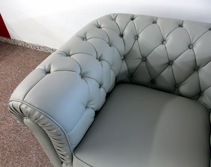 1-Sitzer Modell YS-2008 Sessel Couch Sofa Chesterfield "Palazzo" grey