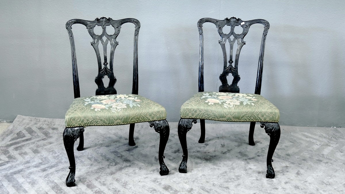 Stuhlset 2 Stück Stuhl Stühle Mahagoni Antik um 1890