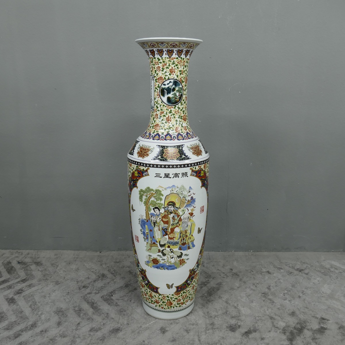 Monumentales Prunkgefäß Standvase Vase hochwertiges China Porzellan H 140 cm