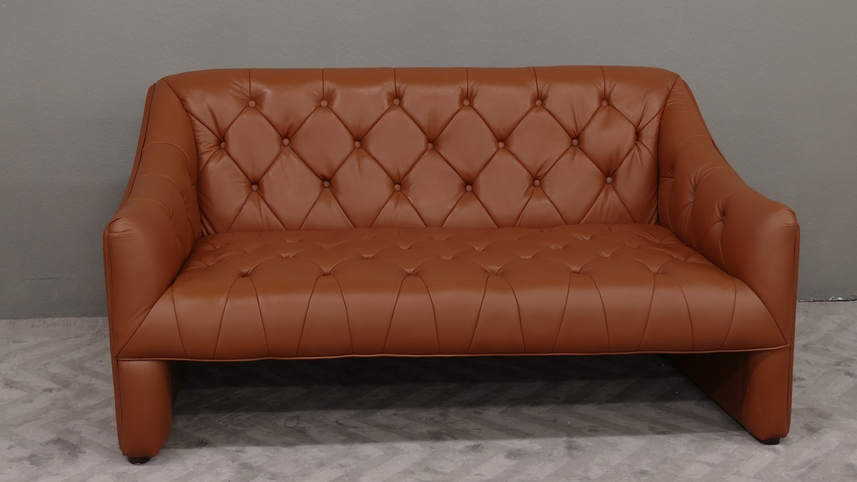 Leder Couch / Designer Couch 2-Sitzer italy Leather Farbe cognac