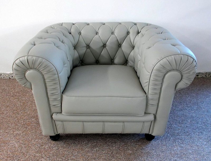 1-Sitzer Modell YS-2008 Sessel Couch Sofa Chesterfield "Palazzo" grey