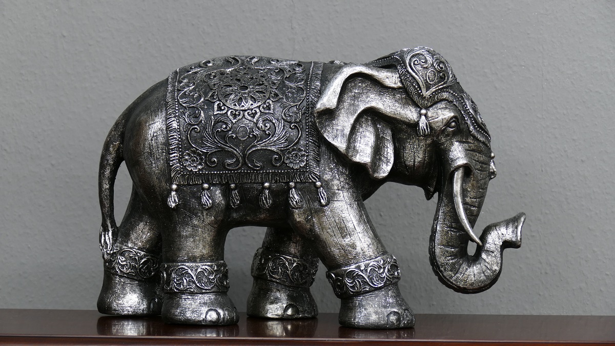 Dekofigur Elefant gross antiksilber beschichtet