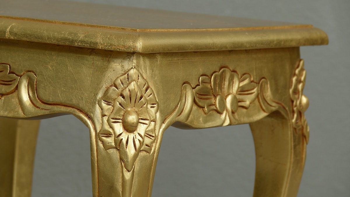 Chippendale Tisch Beistelltisch Konsole massiv Mahagoni Farbe Gold
