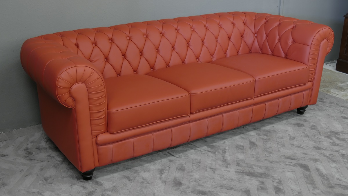 Sessel Sofa Couch Chesterfield 3-Sitzer Farbe rot Modell YS-2008