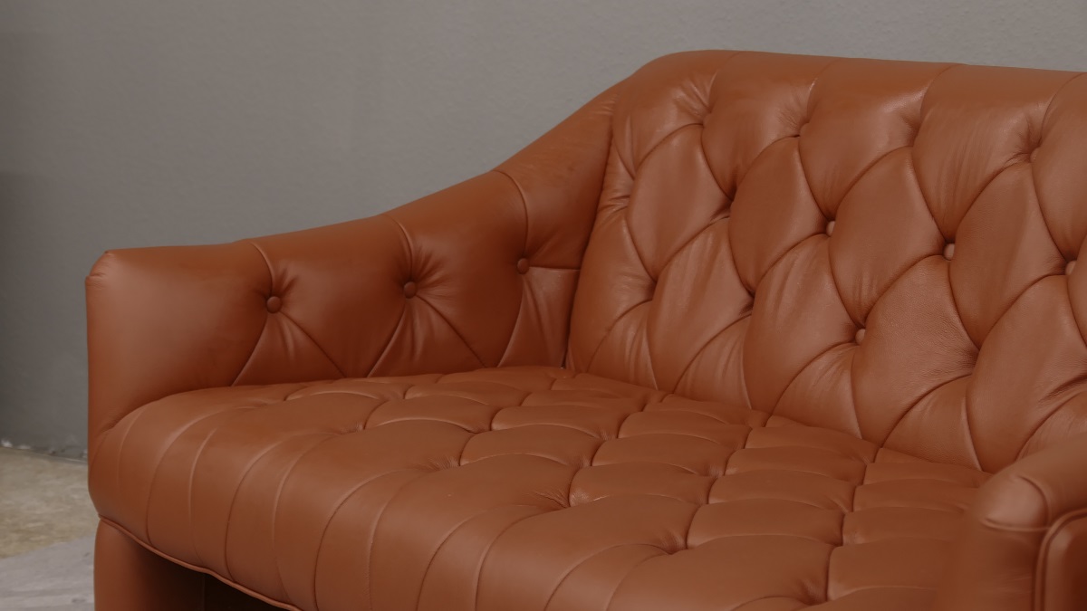 Leder Couch / Designer Couch 2-Sitzer italy Leather Farbe cognac