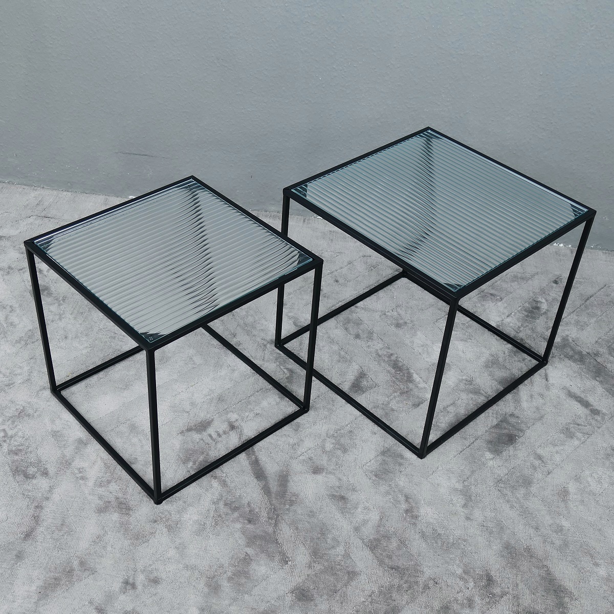Tischset Couchtisch Beistelltisch Metall / Glas