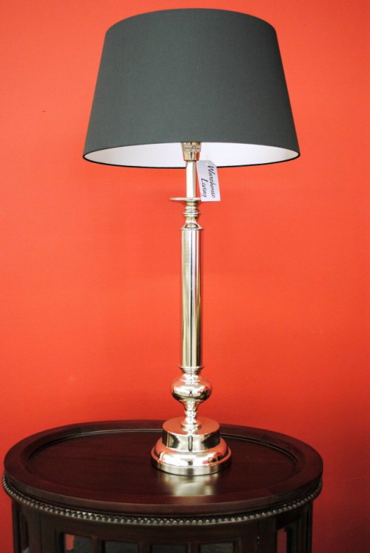 Grosse stylishe Lampe Leuchte Tischleuchte Tischlampe Chrom  Black Höhe 91 cm