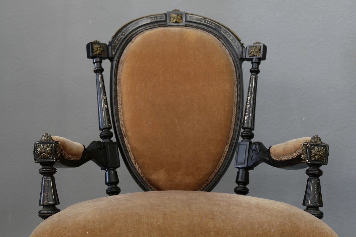 Antik Polstersessel Sessel Stuhl mit Armlehnen Nordfolk um 1890 handgeschnitzt