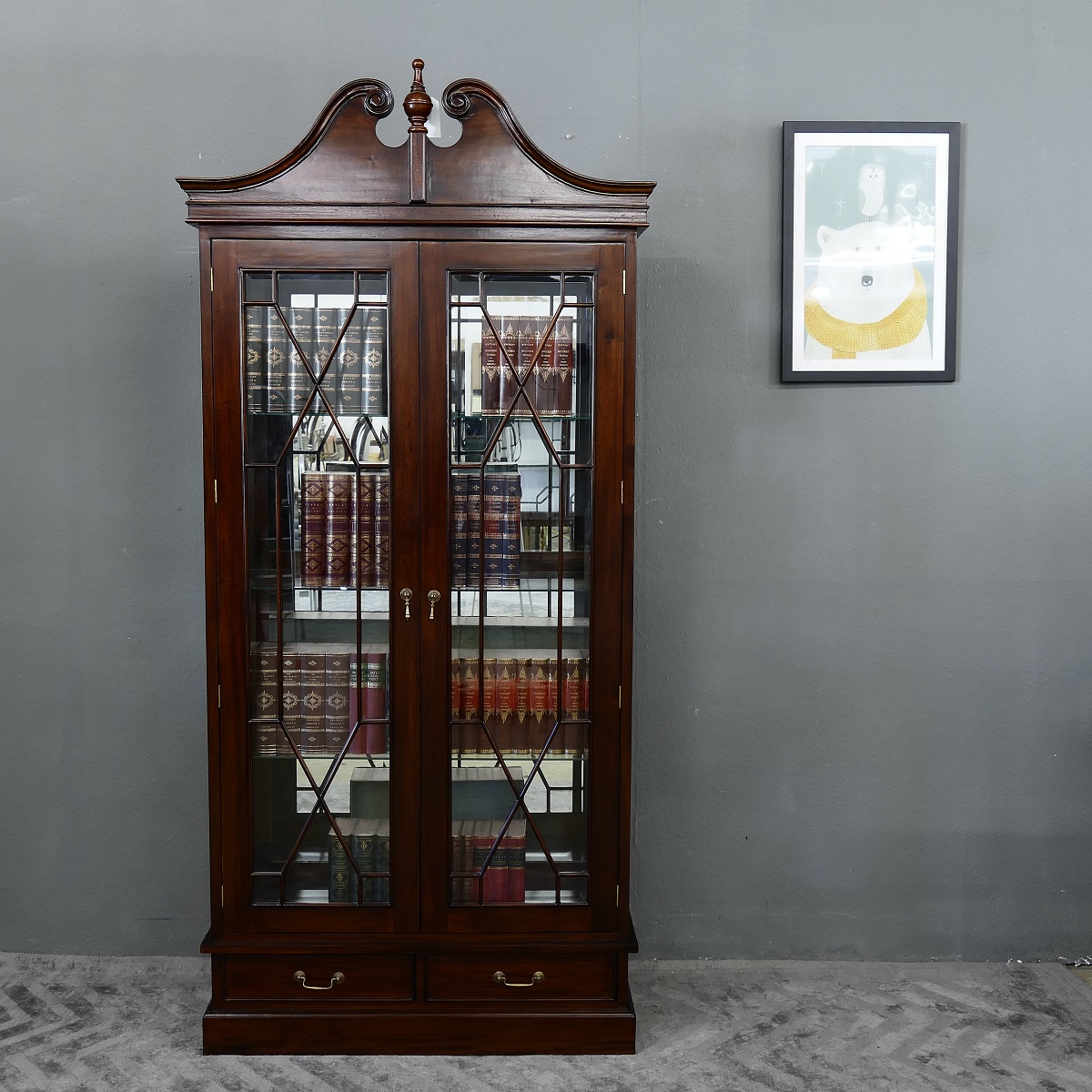 Englischer Vitrine Bücherschrank Oxford Mahagoni Kolonialstil ein Traum
