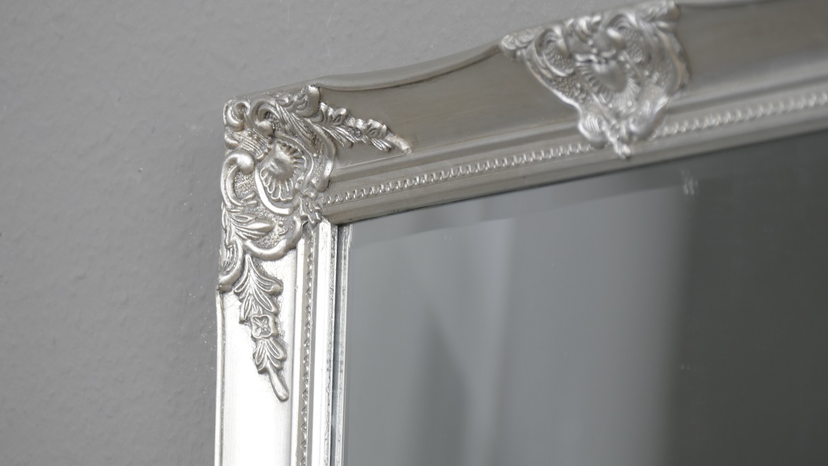 Grosser Spiegel Wandspiegel Farbe Shiny Silber mit Facettenschliff 70 x 185 cm