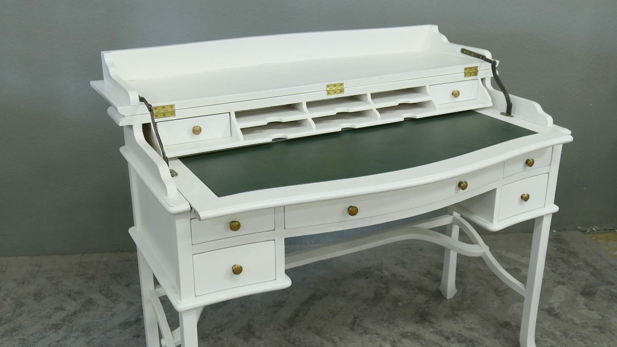 Sekretär Lady s Sekretär Mahagoni Chippendale Farbe weiss