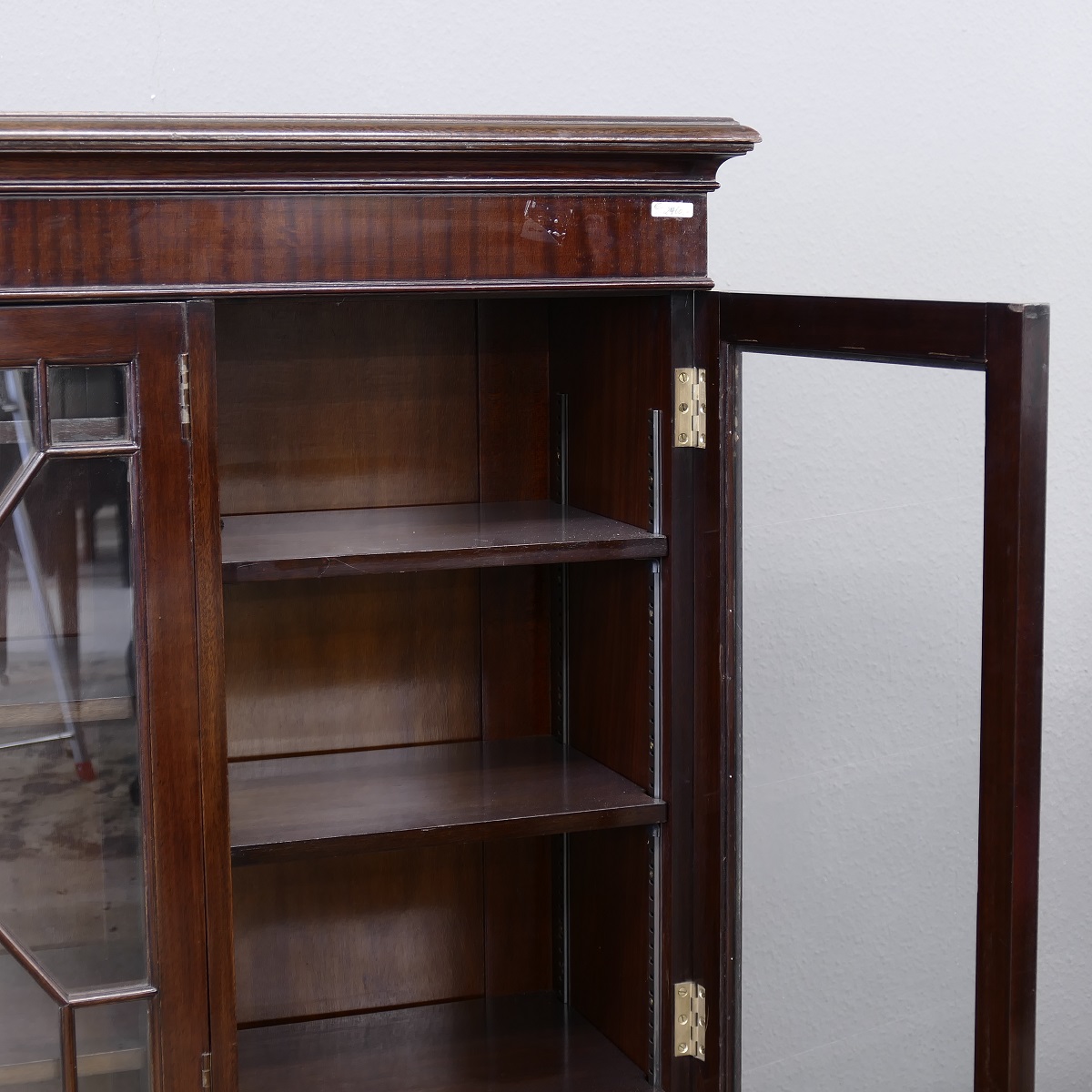 Englische Vitrine Schrank Bücherschrank Vitrinenschrank Mahagoni Antik um 1890
