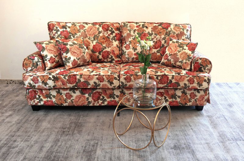 Couch 3-Sitzer Top Design Textil märchenhaft Flower Design