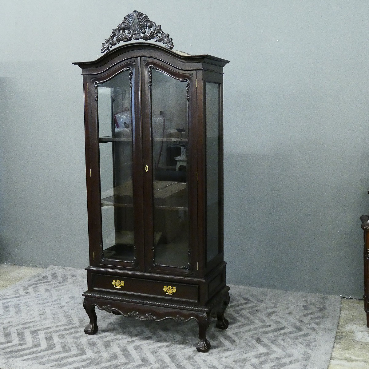 Englischer Chippendale Schrank Vitrine Mahagoni