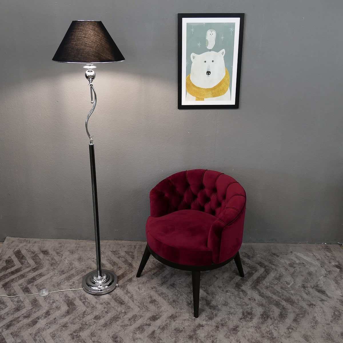 Designer Stehlampe Chrom  Black Höhe 170 cm stylishes Design