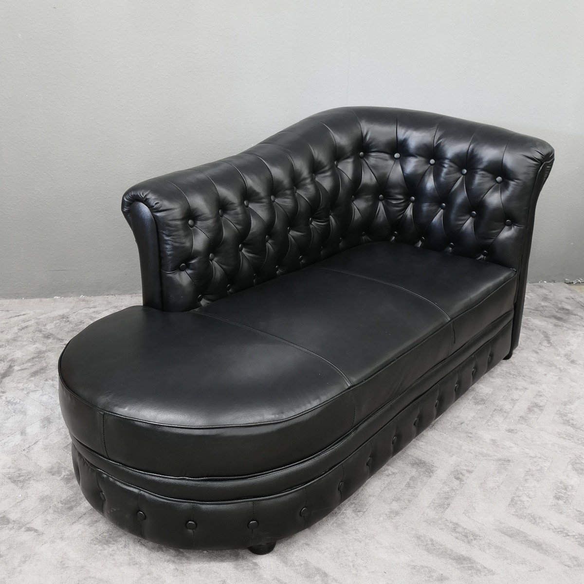 Chesterfield Lounge Recamiere Ottomane Material PU schwarz
