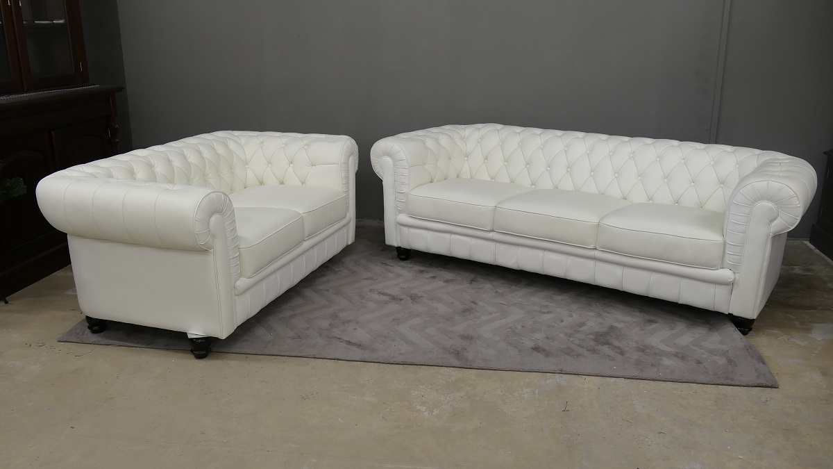 Sofa Couch Set Chesterfield Palazzo 2- Sitzer , 3-Sitzer Farbe L10 white